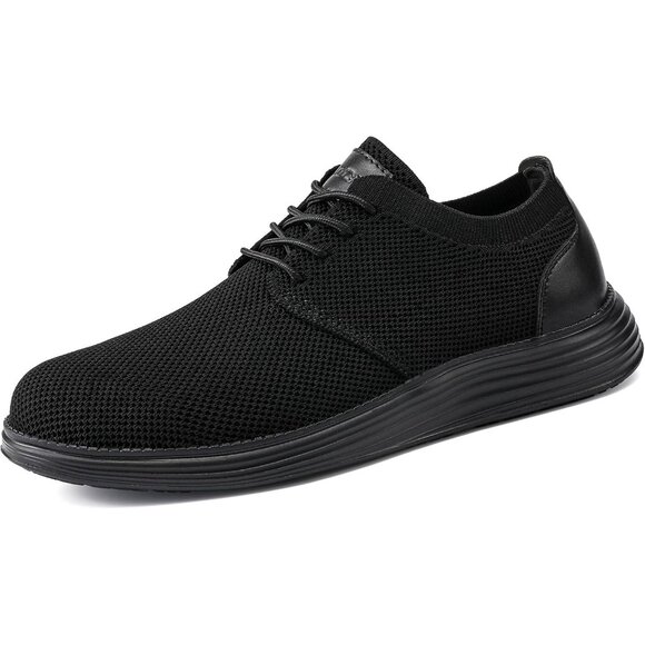 ⚡VILOCY Men's All Black Fashion Business Comfortable Breathable Dress Sneaker - Picture 7 of 9